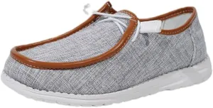 Unisex-Adult Comfort Canvas Loafers Sneakers Lightweight Boat Shoes Easy Slip-On Deck Shoes Lace-Up Non-Slip Flat Drving Shoes Breathable Walking Shoes for Men Women, Pink/Grey/Black