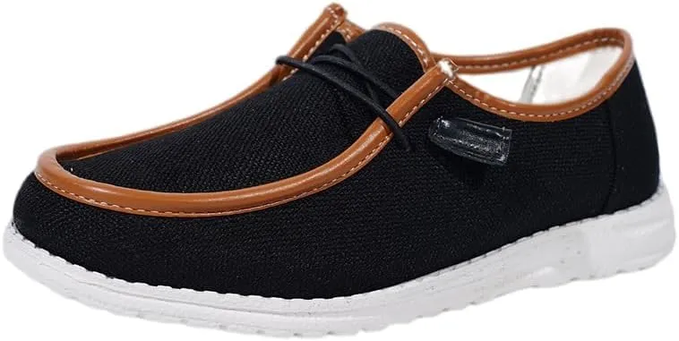 Unisex-Adult Comfort Canvas Loafers Sneakers Lightweight Boat Shoes Easy Slip-On Deck Shoes Lace-Up Non-Slip Flat Drving Shoes Breathable Walking Shoes for Men Women, Pink/Grey/Black