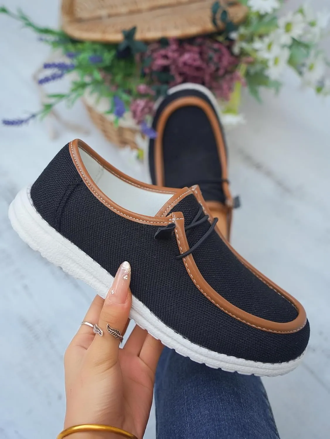 Unisex-Adult Comfort Canvas Loafers Sneakers Lightweight Boat Shoes Easy Slip-On Deck Shoes Lace-Up Non-Slip Flat Drving Shoes Breathable Walking Shoes for Men Women, Pink/Grey/Black