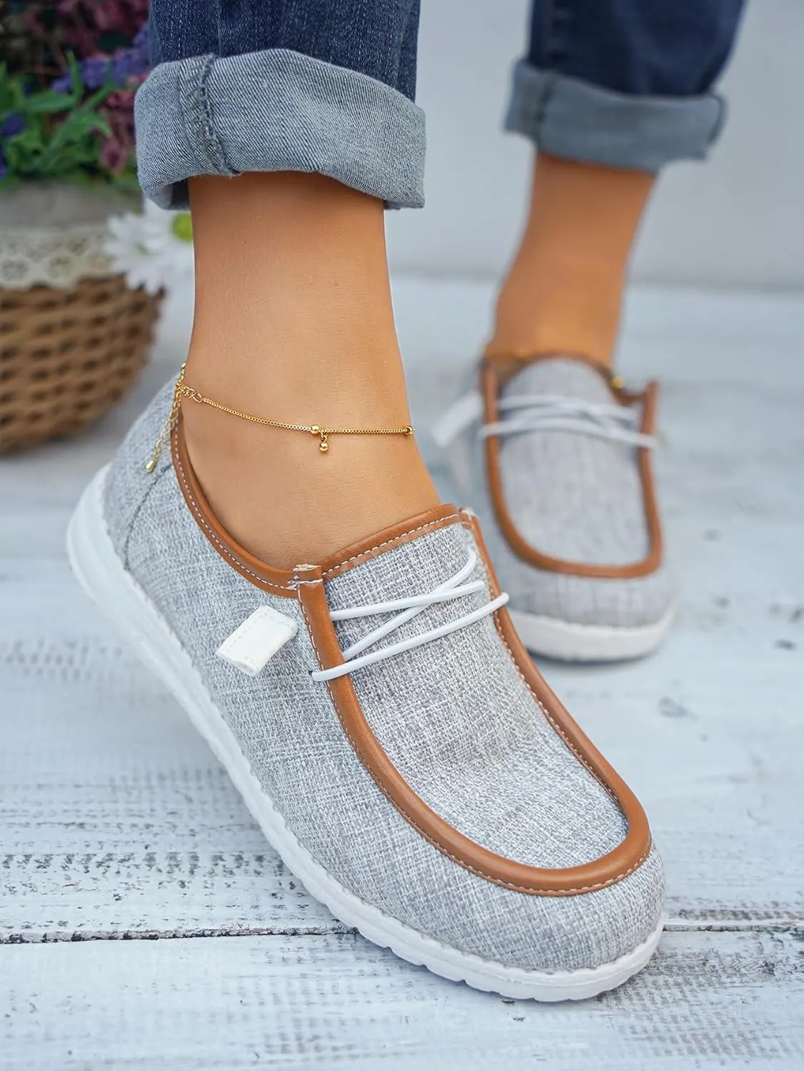 Unisex-Adult Comfort Canvas Loafers Sneakers Lightweight Boat Shoes Easy Slip-On Deck Shoes Lace-Up Non-Slip Flat Drving Shoes Breathable Walking Shoes for Men Women, Pink/Grey/Black
