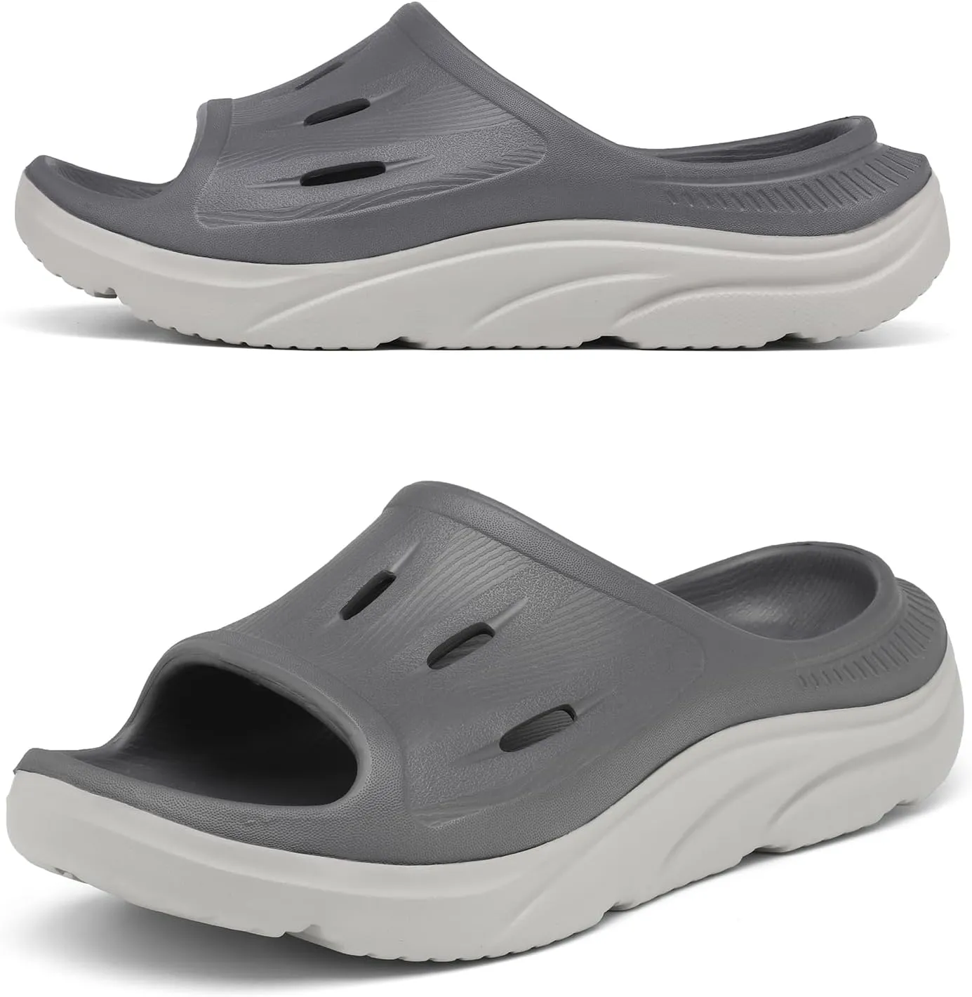 Unisex Adult Recovery Slides, Women and Men’s Plantar Fasciitis Thick Cushion Sandals with Arch Support, Orthotic Athletic Comfortable Lightweight Slippers for Indoor Outdoor