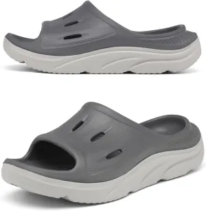 Unisex Adult Recovery Slides, Women and Men’s Plantar Fasciitis Thick Cushion Sandals with Arch Support, Orthotic Athletic Comfortable Lightweight Slippers for Indoor Outdoor