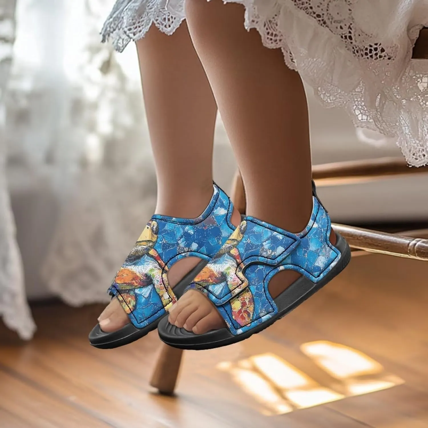 Unisex Child Sandals Open Toe Cute Summer Water Hiking Shoes for Boys Girls Sloth Sunflower Outdoor Sport Athletic Beach Sandals Adjustable Strap