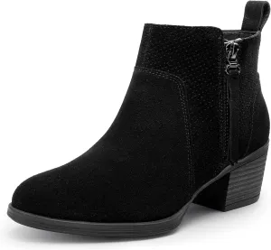 Vepose Women's 9001 Suede Leather Ankle Boots, Dressy Short Booties with Inner Zipper for Lady