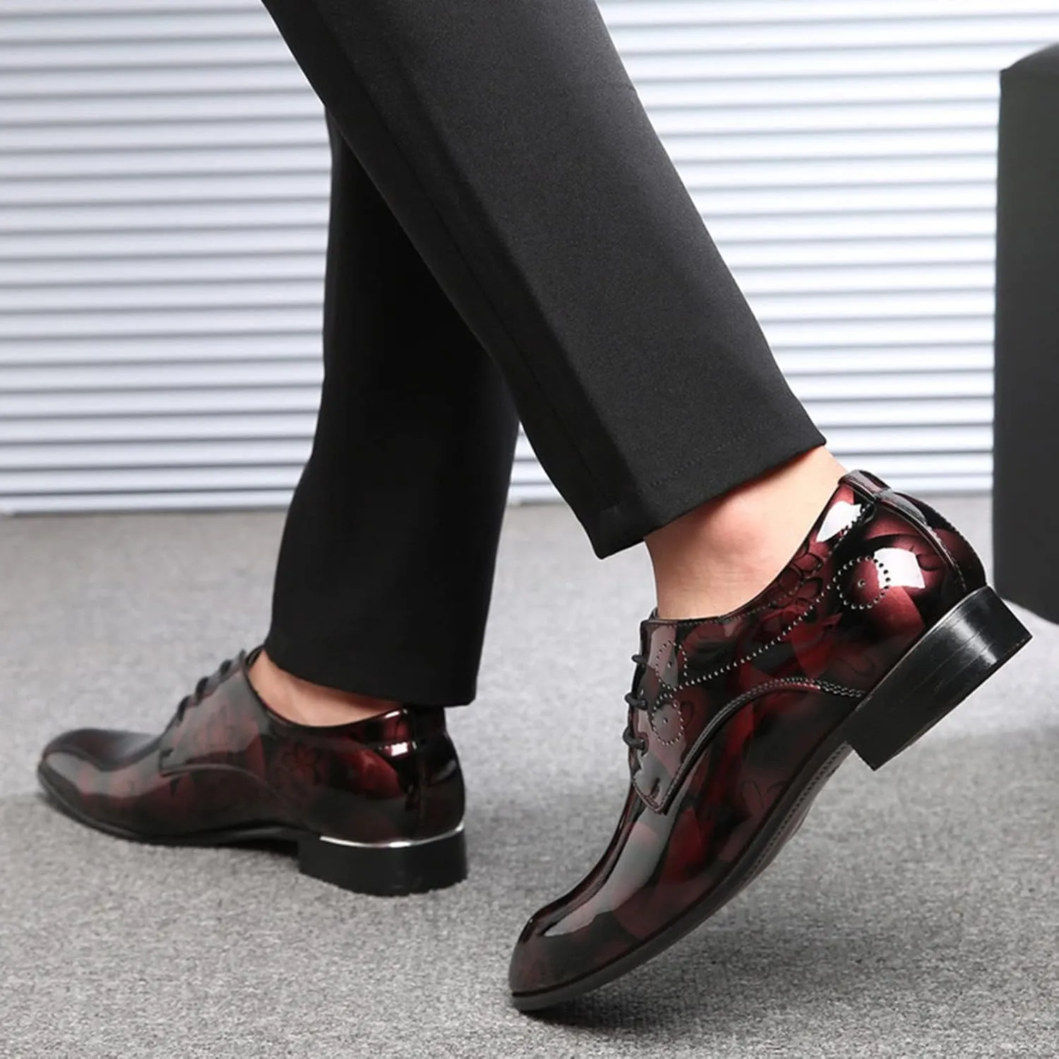 Vintage Shoes Men Leather Classical Style Shoes for Men Slip On PU Leather Low Rubber Sole Block Heel Work Double Monk Strap Leather Men's Shoes