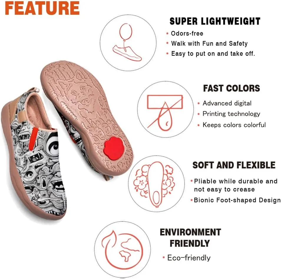 Walking Shoes for Kids Comfortable Art Painted Travel Sneaker Boys Girls Slip Ons Casual Leather Loafers