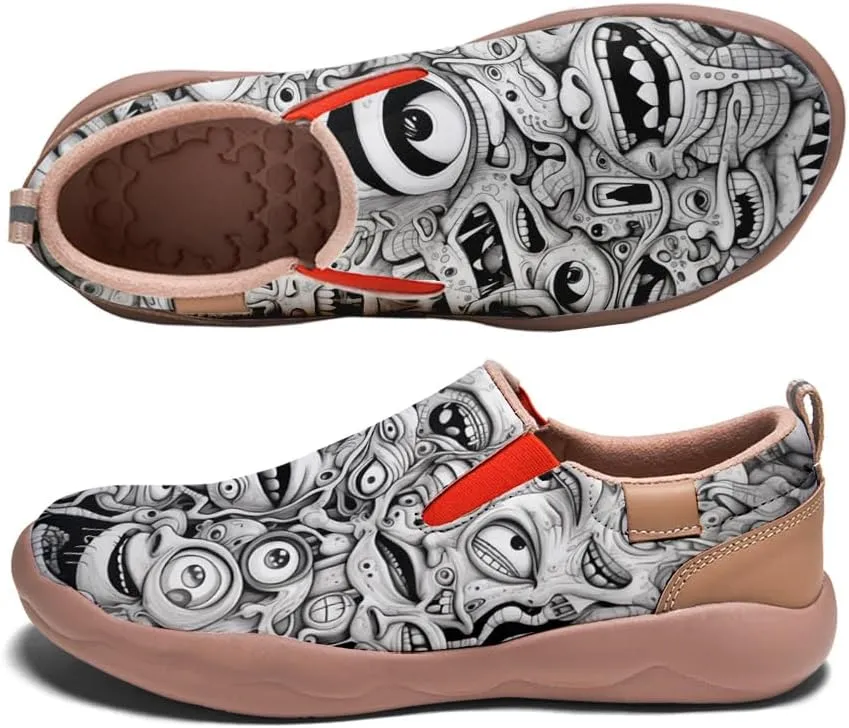 Walking Shoes for Kids Comfortable Art Painted Travel Sneaker Boys Girls Slip Ons Casual Leather Loafers