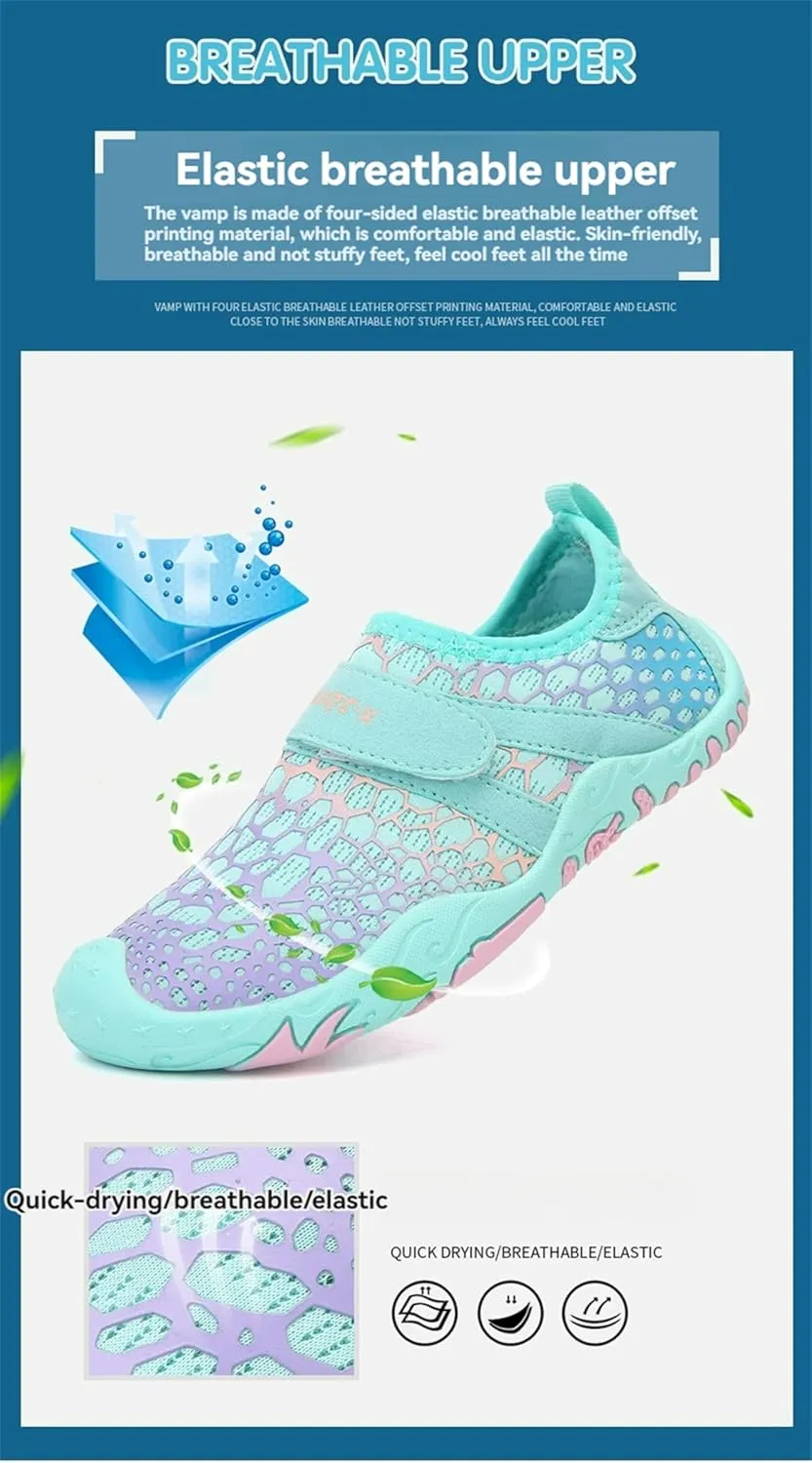 Water Shoes for Kids Boys Girls Athletic Non Slip Barefoot Shoes Lightweight Breathable Quick Dry Water Shoes Unisex Fashion Printed Hiking Footwear for Running Swimming Surfing Camping Climbing