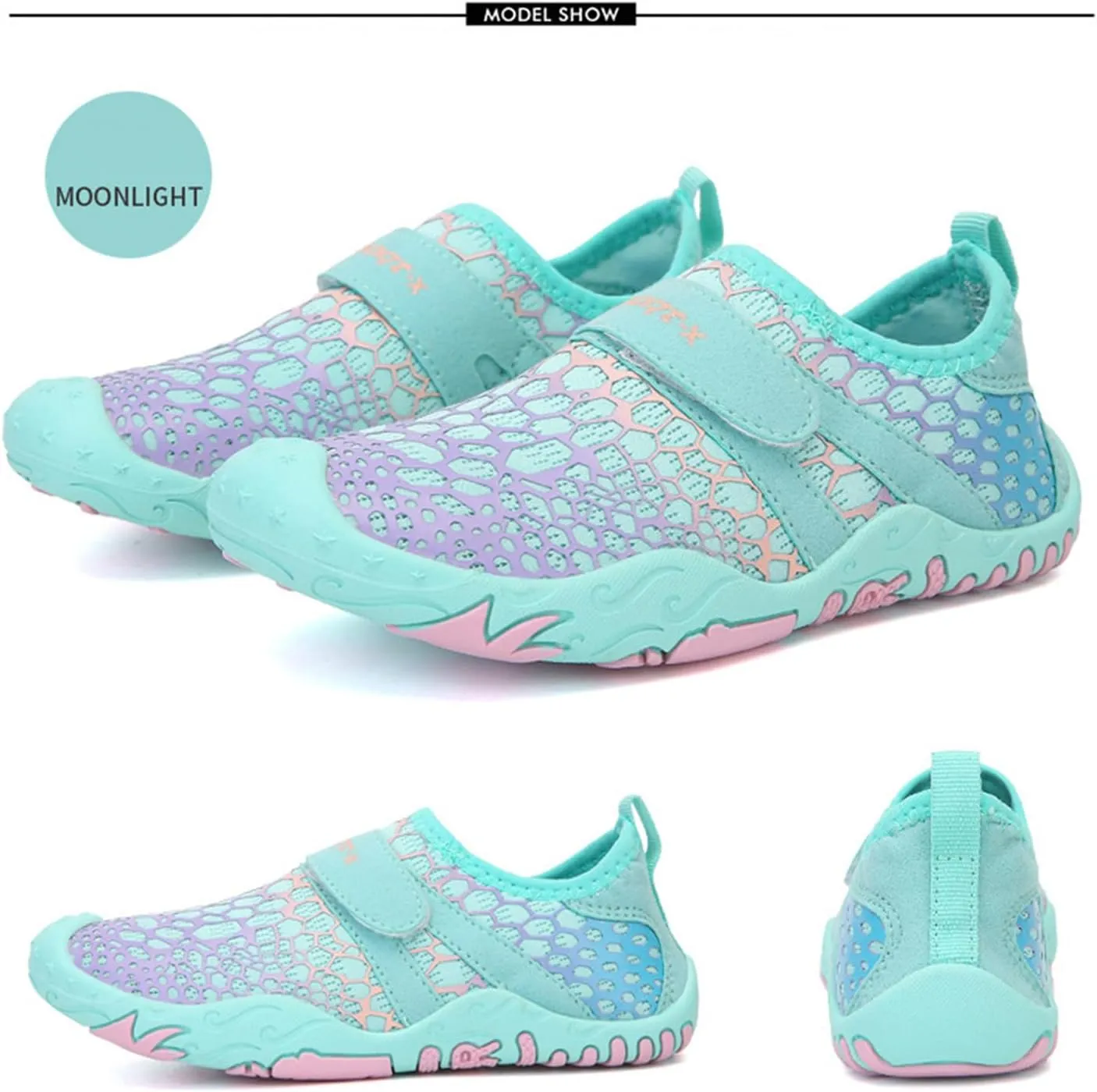 Water Shoes for Kids Boys Girls Athletic Non Slip Barefoot Shoes Lightweight Breathable Quick Dry Water Shoes Unisex Fashion Printed Hiking Footwear for Running Swimming Surfing Camping Climbing
