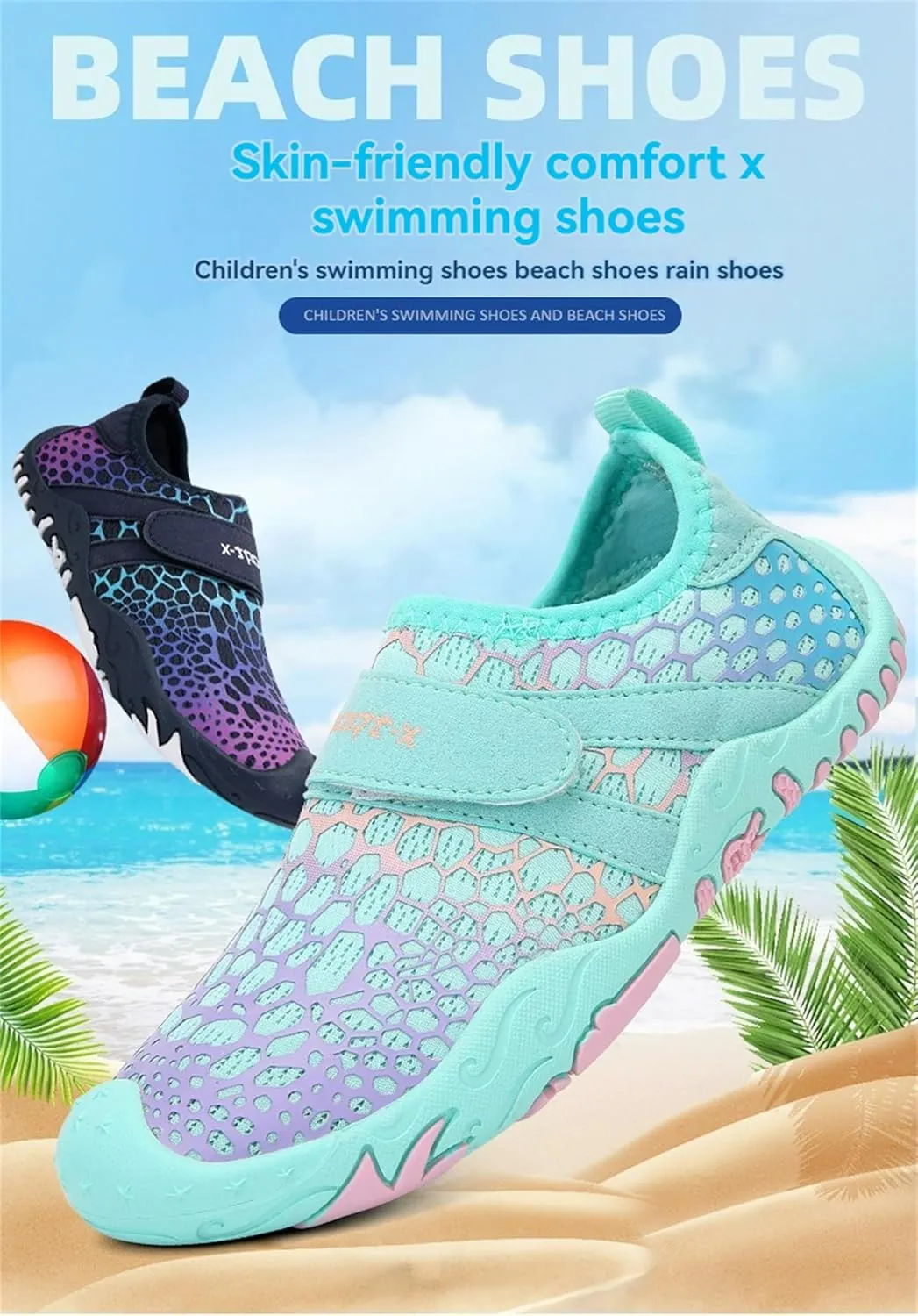 Water Shoes for Kids Boys Girls Athletic Non Slip Barefoot Shoes Lightweight Breathable Quick Dry Water Shoes Unisex Fashion Printed Hiking Footwear for Running Swimming Surfing Camping Climbing