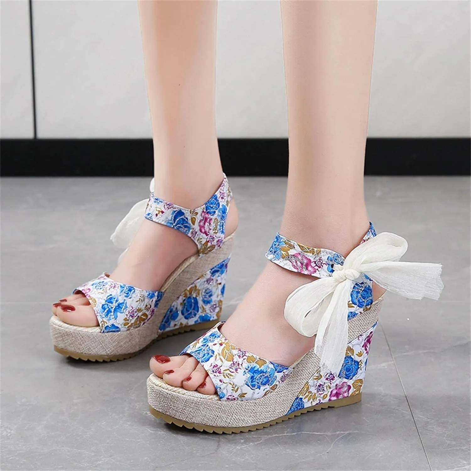 Wedge Sandal for Women Ankle Strap Flatform Arch Support Fish Mouth Toe Shoes Platform Espadrilles Breathable Comfort