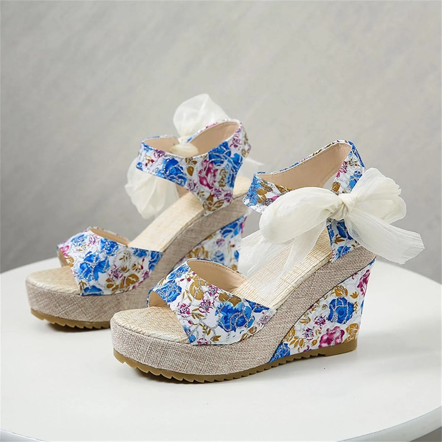 Wedge Sandal for Women Ankle Strap Flatform Arch Support Fish Mouth Toe Shoes Platform Espadrilles Breathable Comfort