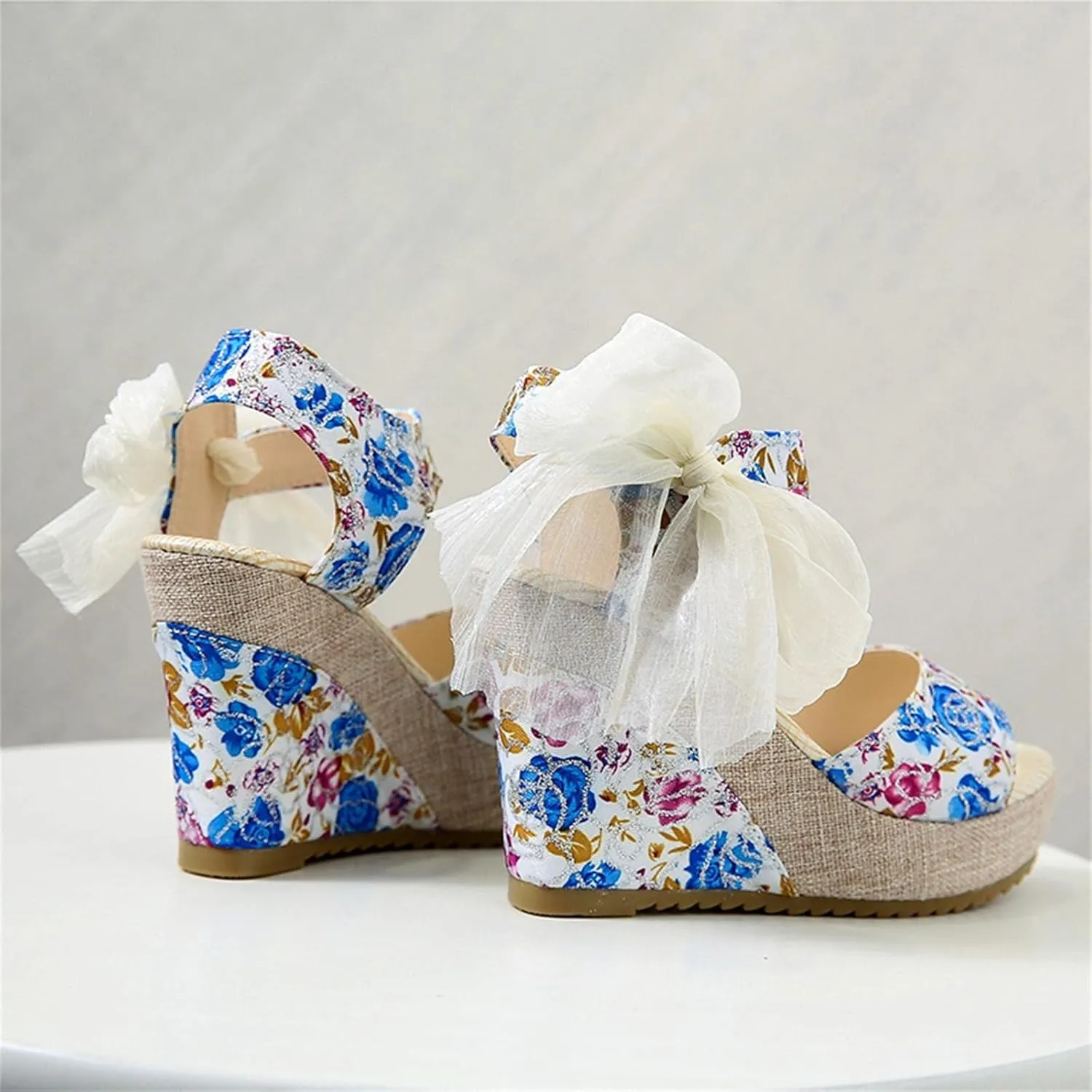 Wedge Sandal for Women Ankle Strap Flatform Arch Support Fish Mouth Toe Shoes Platform Espadrilles Breathable Comfort