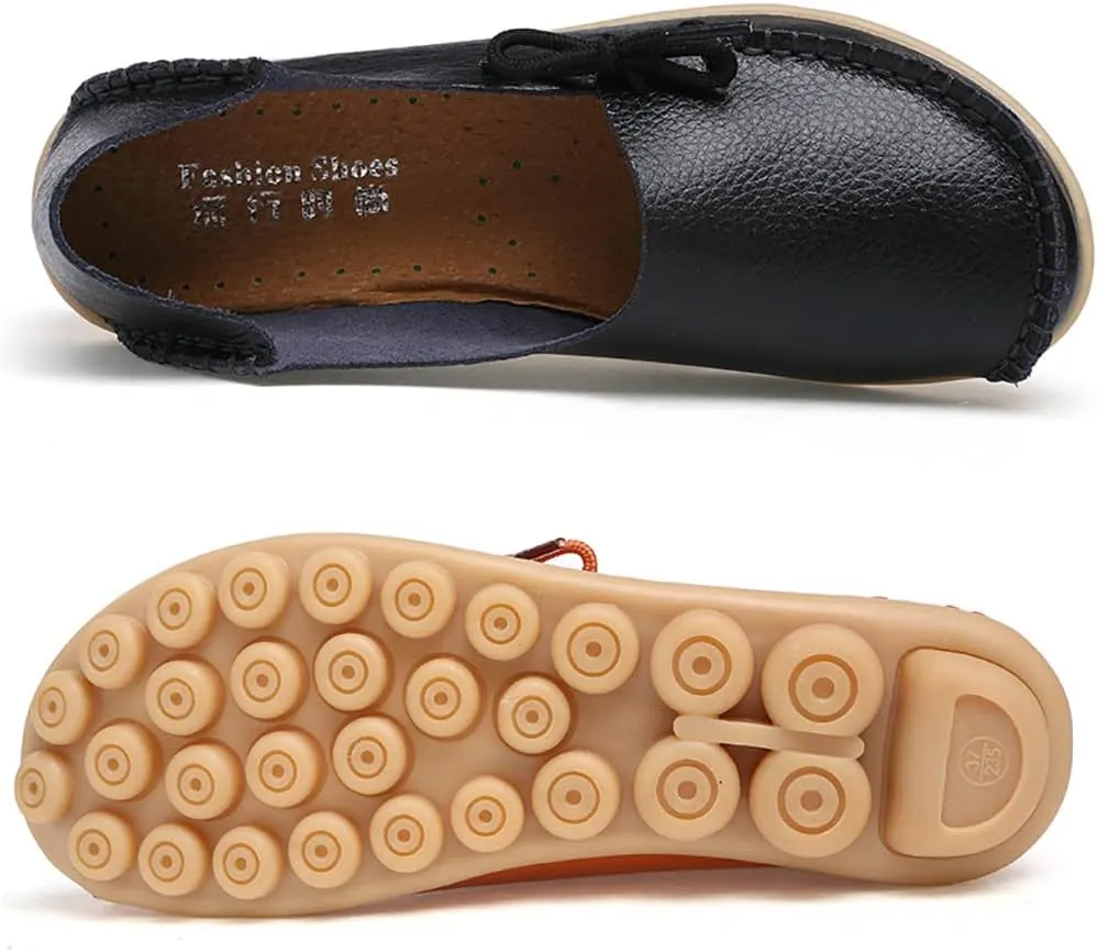 WERWAES Casual Womens Loafers Comfortable Leather Penny Flats Slip on Loafers Breathable Lightweight Driving Classic Moccasins Loafer Shoes for Womens