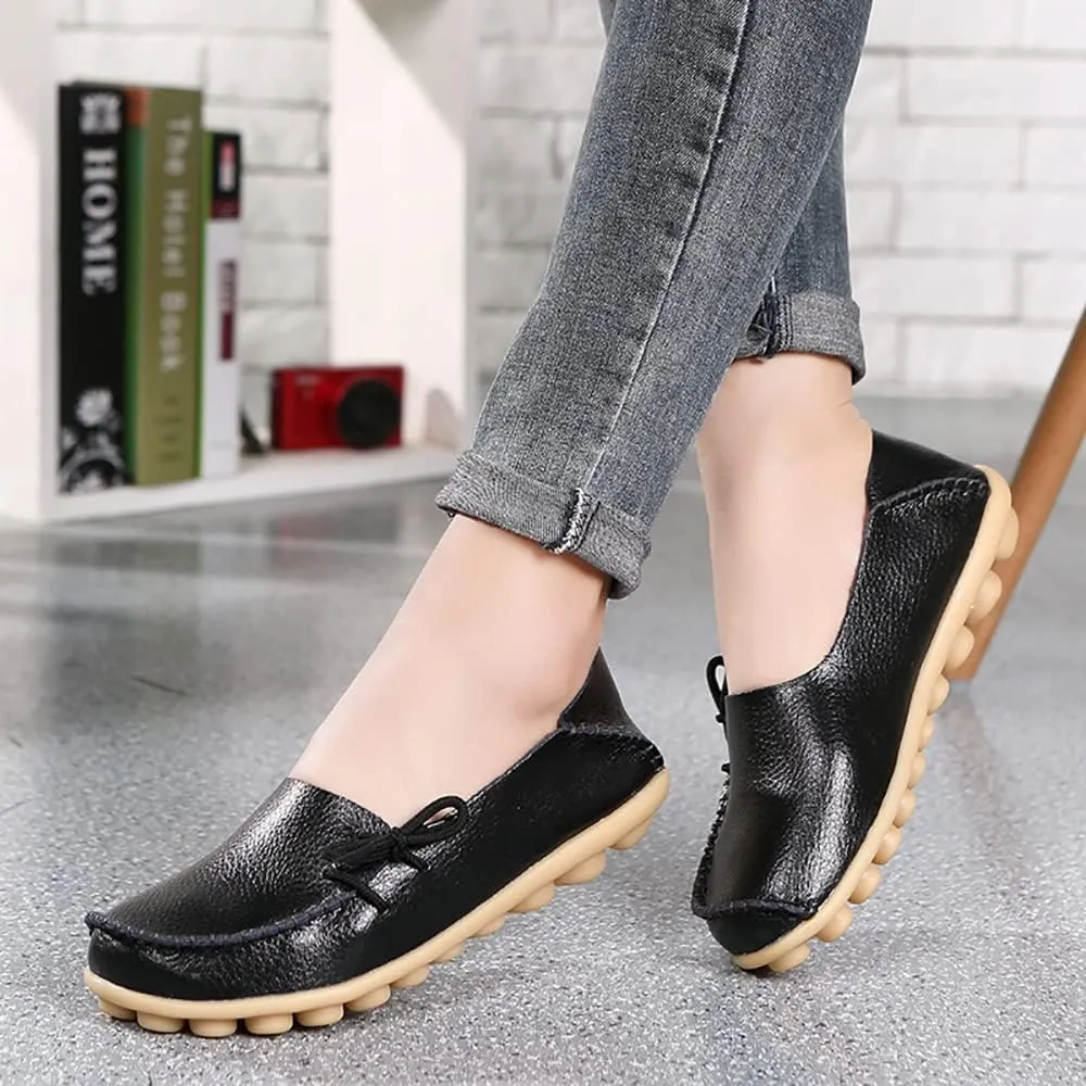 WERWAES Casual Womens Loafers Comfortable Leather Penny Flats Slip on Loafers Breathable Lightweight Driving Classic Moccasins Loafer Shoes for Womens