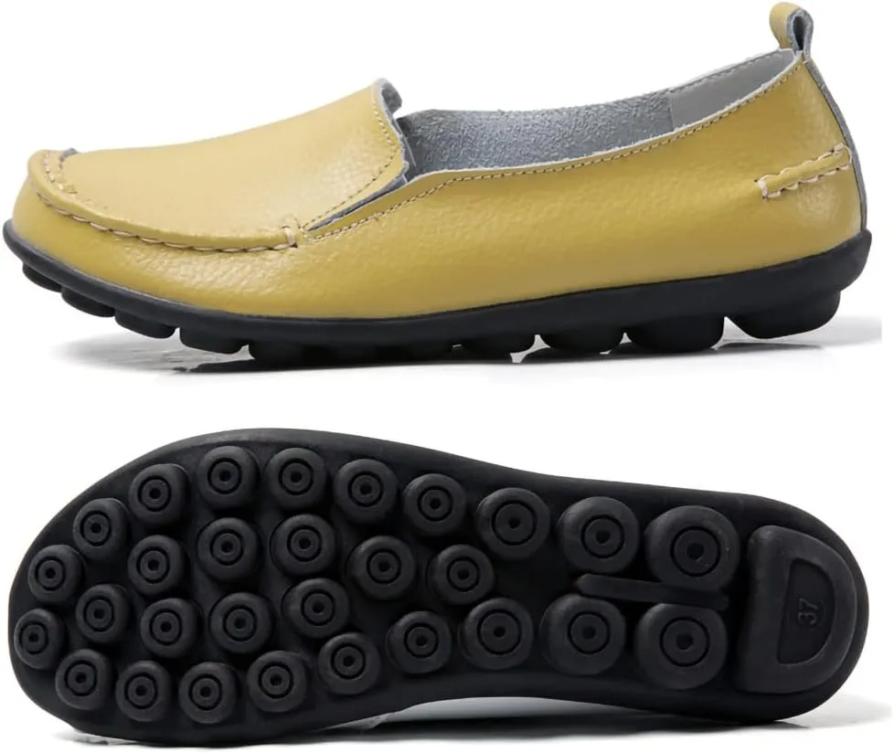 WERWAES Casual Womens Loafers Shoes Soft Leather Lightweight Classic Penny Slip-on Loafers Outdoor Indooor Walking Driving Moccasins Flats for Womens Nurse Boat Shoes