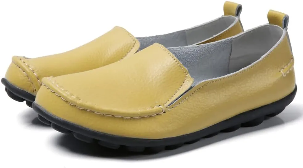 WERWAES Casual Womens Loafers Shoes Soft Leather Lightweight Classic Penny Slip-on Loafers Outdoor Indooor Walking Driving Moccasins Flats for Womens Nurse Boat Shoes