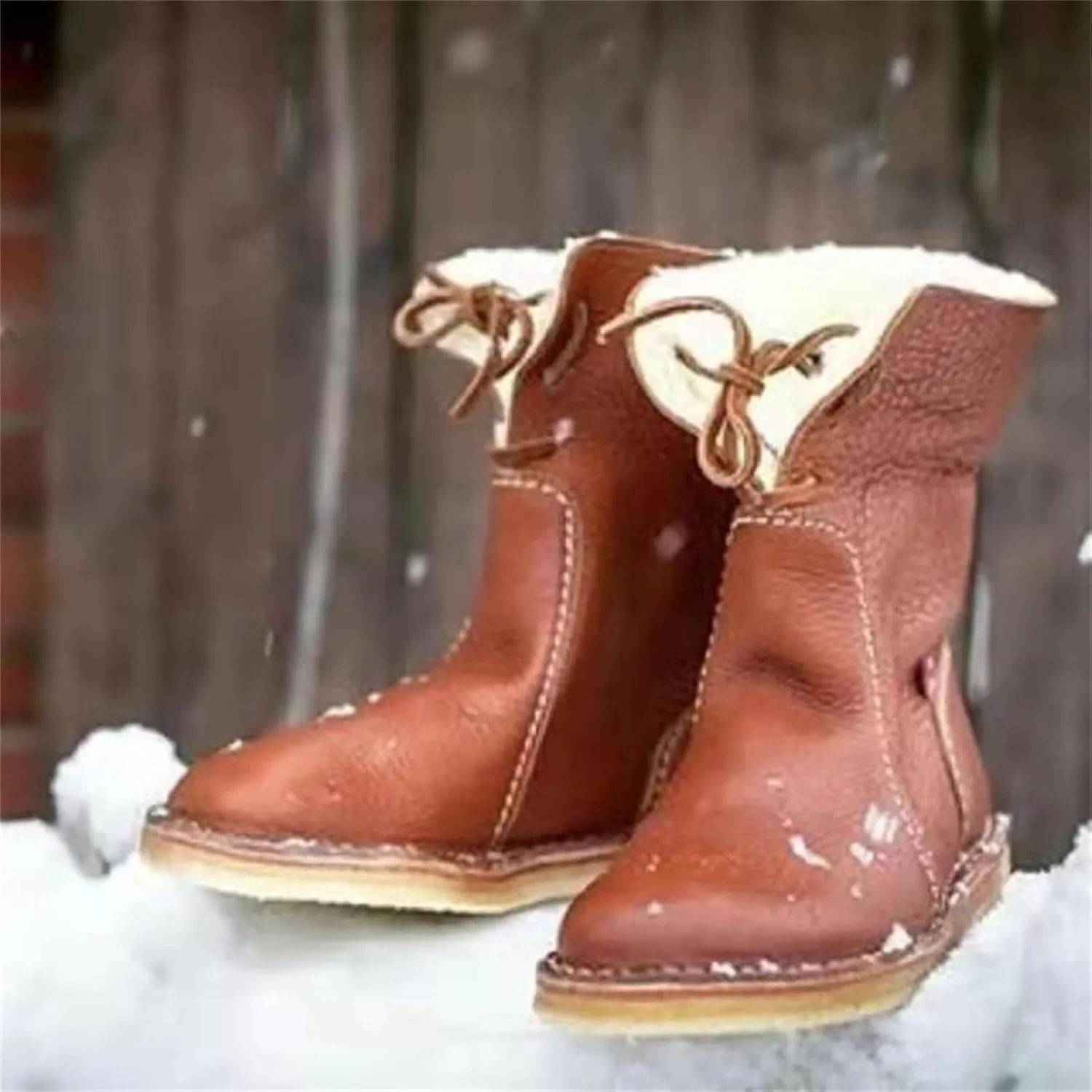Winter Boots For Women 2024 Mid-Calf Snow Boots Fur Lined Warm Slip On Comfortable Outdoor Short Ankle Booties 2024