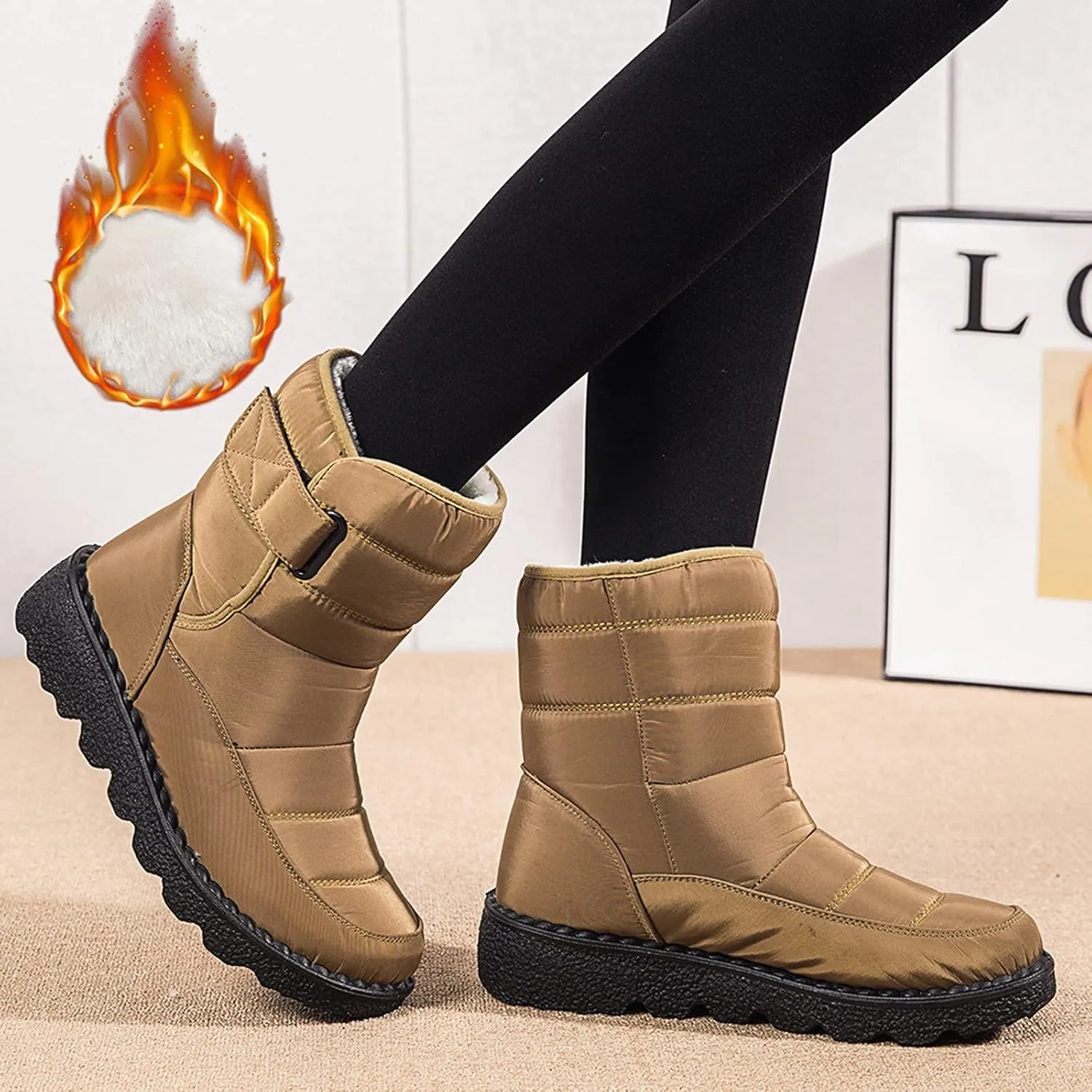 Winter Boots for Women Waterproof Winter Boot Ladies Slip On Womens Snow Boots Winter Shoes Warm Fur Lined Womens Fur Lined Slip On Boot Mens Casual Shoes Mens Booties Winter