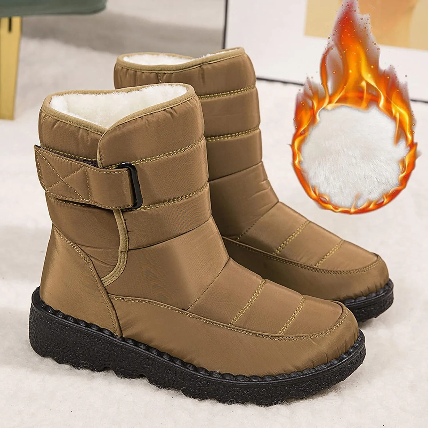 Winter Boots for Women Waterproof Winter Boot Ladies Slip On Womens Snow Boots Winter Shoes Warm Fur Lined Womens Fur Lined Slip On Boot Mens Casual Shoes Mens Booties Winter