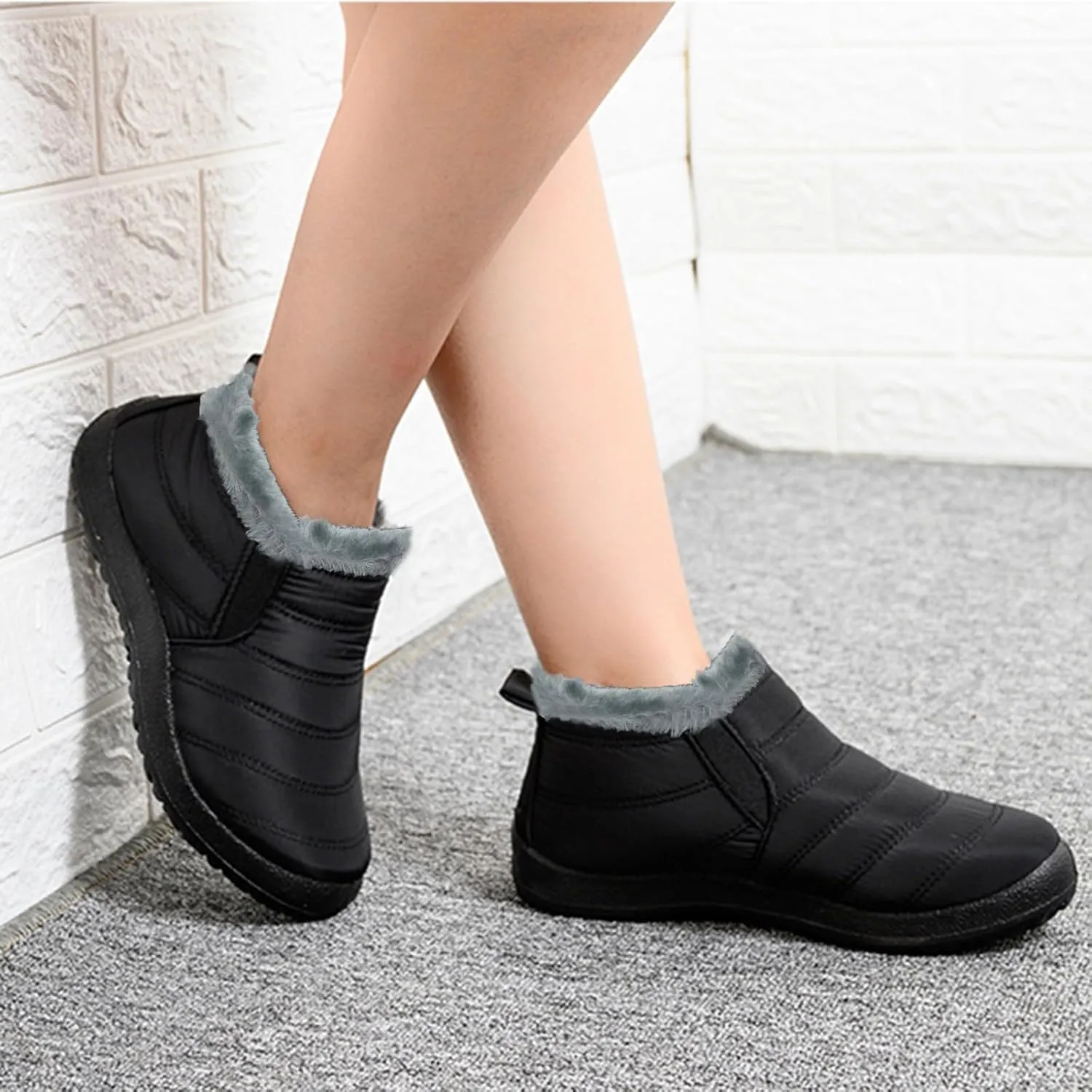 Winter Boots for Women Waterproof Winter Boot Ladies Slip On Womens Snow Boots Winter Shoes Warm Fur Lined Womens Fur Lined Slip On Boot Mens Casual Shoes Mens Booties Winter