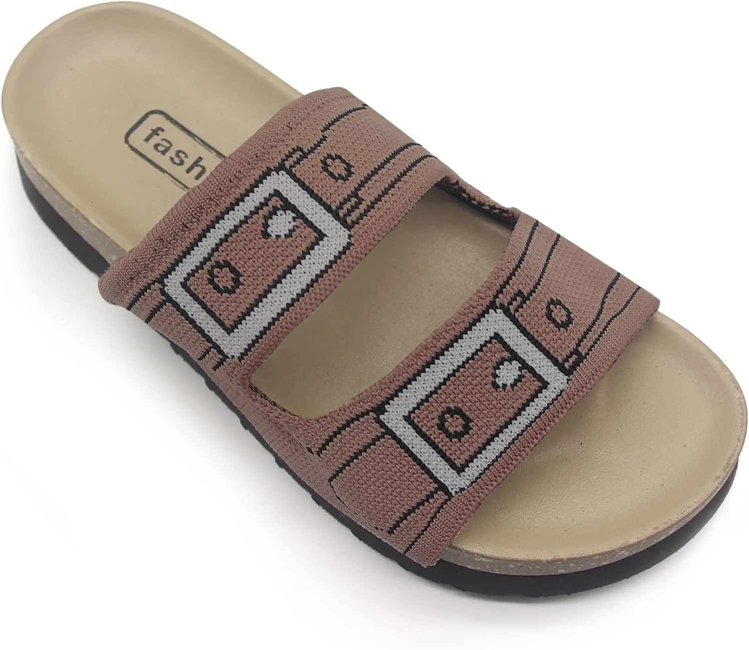 Women & Men Flat Slide Sandals with Soft Knit Prints Comfort Low Arch Footbed Sandals Open Toe Comfort Non-Slip Indoor and Outdoor Use Pool Party Home