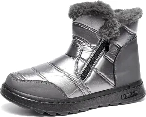 Women Winter Boots for Waterproof: Warm Fur Lined Snow Booties for Hiking Work Walking - Non Slip Ladies Outdoor Shoes