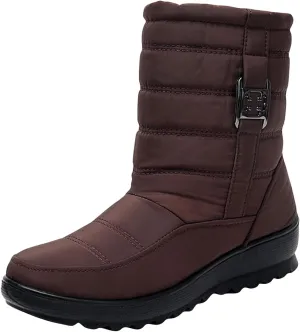 Women Winter Snow Boots Fleece Lined Walking Booties Fashion Flat Bootie Non Slip Outdoor Ankle Short Boot Lightweight Winter Shoes