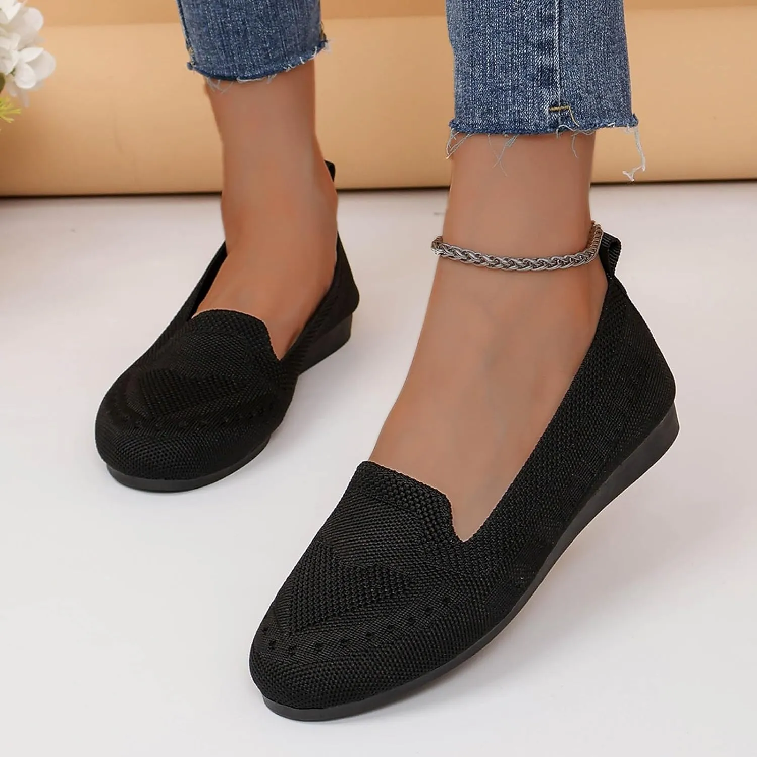 Womens Business Casual Shoes Casual Slip On Flat Shoes Comfortable Leather Driving Loafers Lightweight Work Shoes