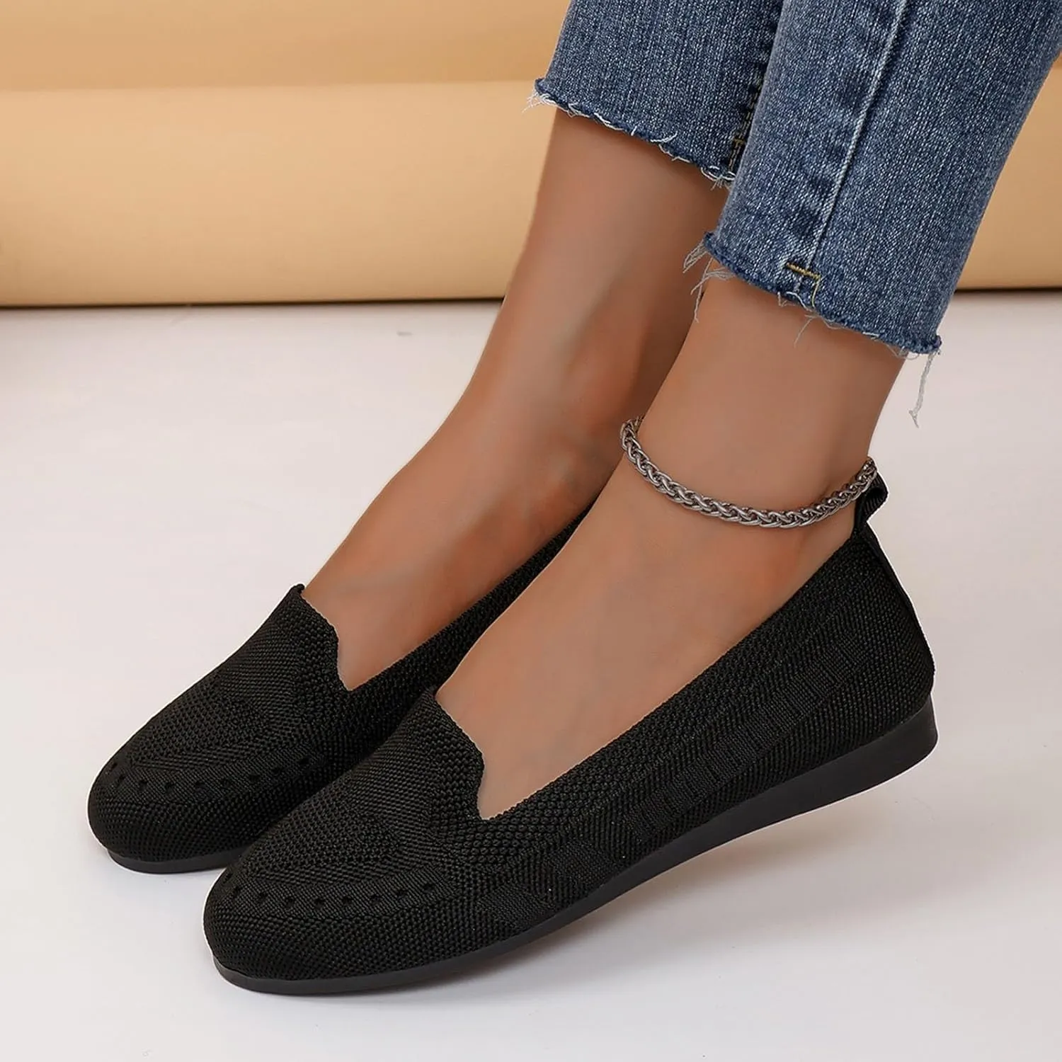 Womens Business Casual Shoes Casual Slip On Flat Shoes Comfortable Leather Driving Loafers Lightweight Work Shoes