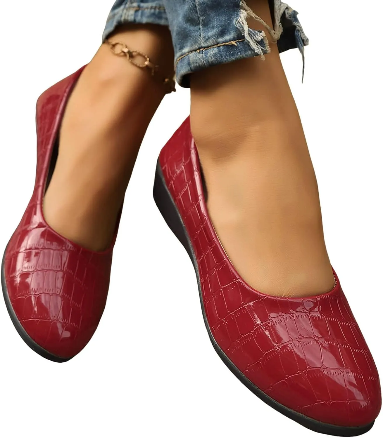 Women's Comfortable Loafers Soft Leather Slip on Casual Outdoor Sandals Round Toe Driving Flat Work Walking Shoes for Women Dressy Low Heels Orthopedic Sandals 
