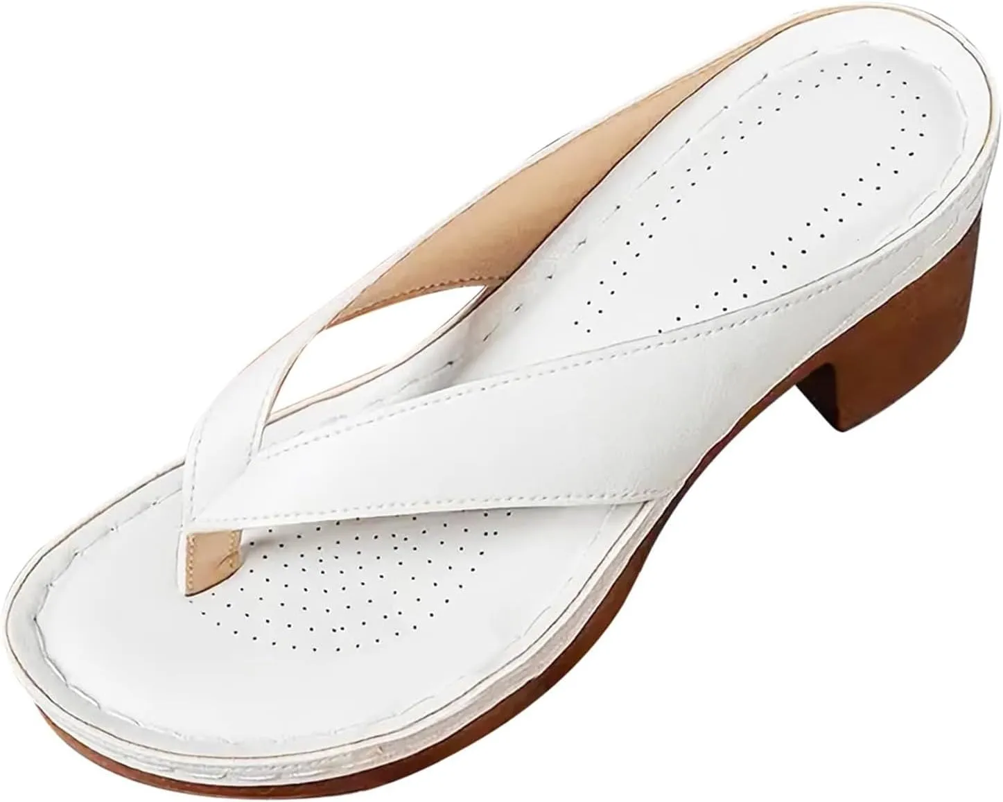 Womens Kitten Heels Flip Flops Open Toe Slingback Slip On Mules Sandals Casual Holiday Party Vacation Dress Chunky Shoes Indoor and Outdoor Womens Flip Flops