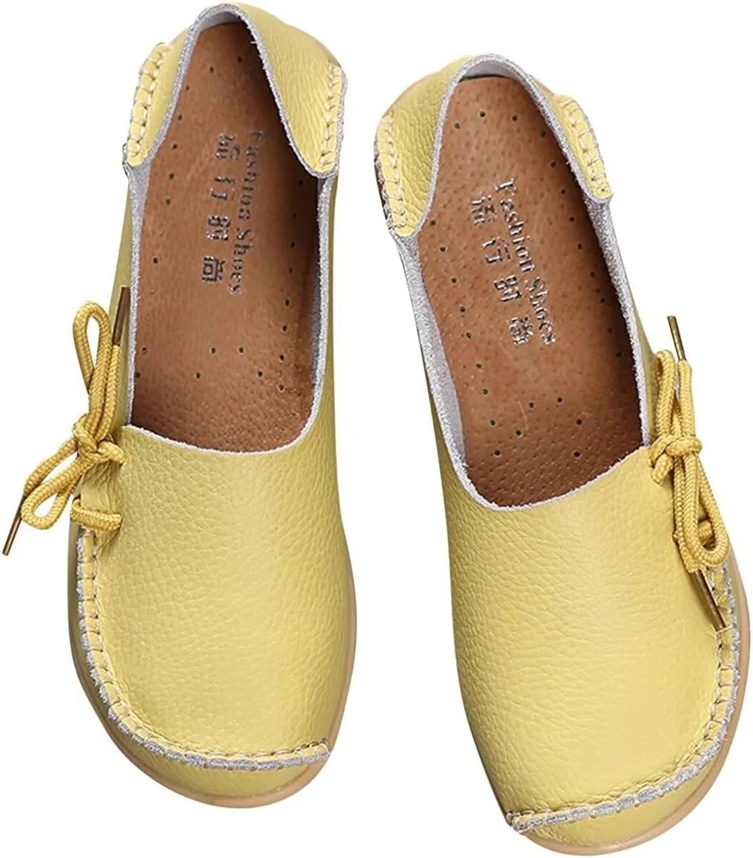 Women's Leather Slipper Loafers Flat Shoes Slip-Ons