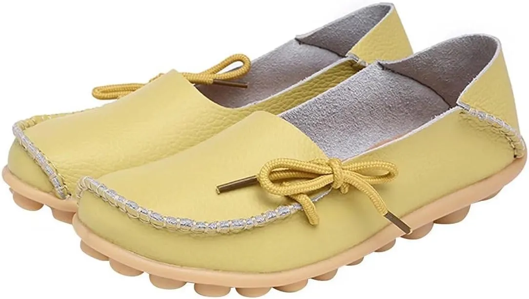 Women's Leather Slipper Loafers Flat Shoes Slip-Ons