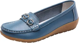 Womens Loafers Comfortable Dressy Leather Penny Loafers Slip On Walking Shoes Soft Driving Loafers Orthopedic Shoes