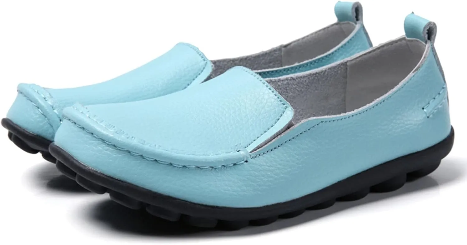 Womens Loafers Leather Penny Loafers Wide Driving Moccasins Classic Flat Shoes Comfort Lightweight Boat Shoes