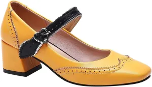 Women's Mid Heel Square Toe Mary Jane Shoes Comfortable Work Dress Casual Walking Slip On Loafers for Women Spring Summer Fashion Footwear