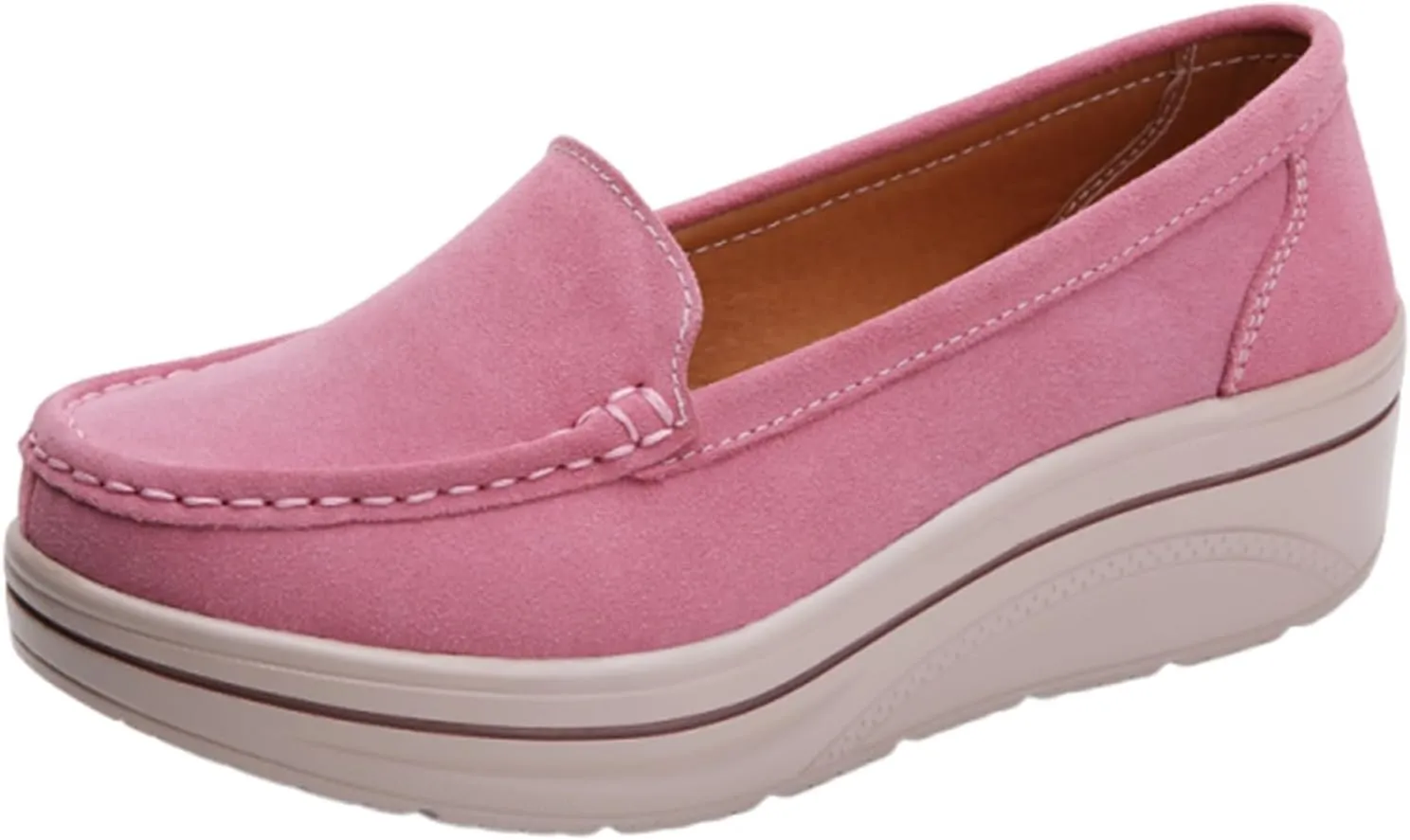 Women's Platform Loafers Slip On Wedge Comfortable Thick Soft Casual Walking Shoes Platform for Men with Memory Foam