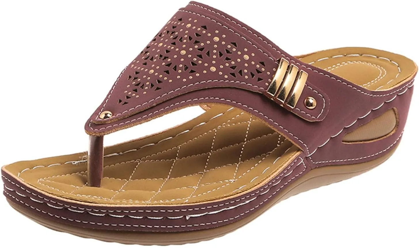 Womens Sandals Dressy Comfort Cushioned Flip Flops Women Slip On Wedge Thong Slides Summer Slippers For Woman Indoor