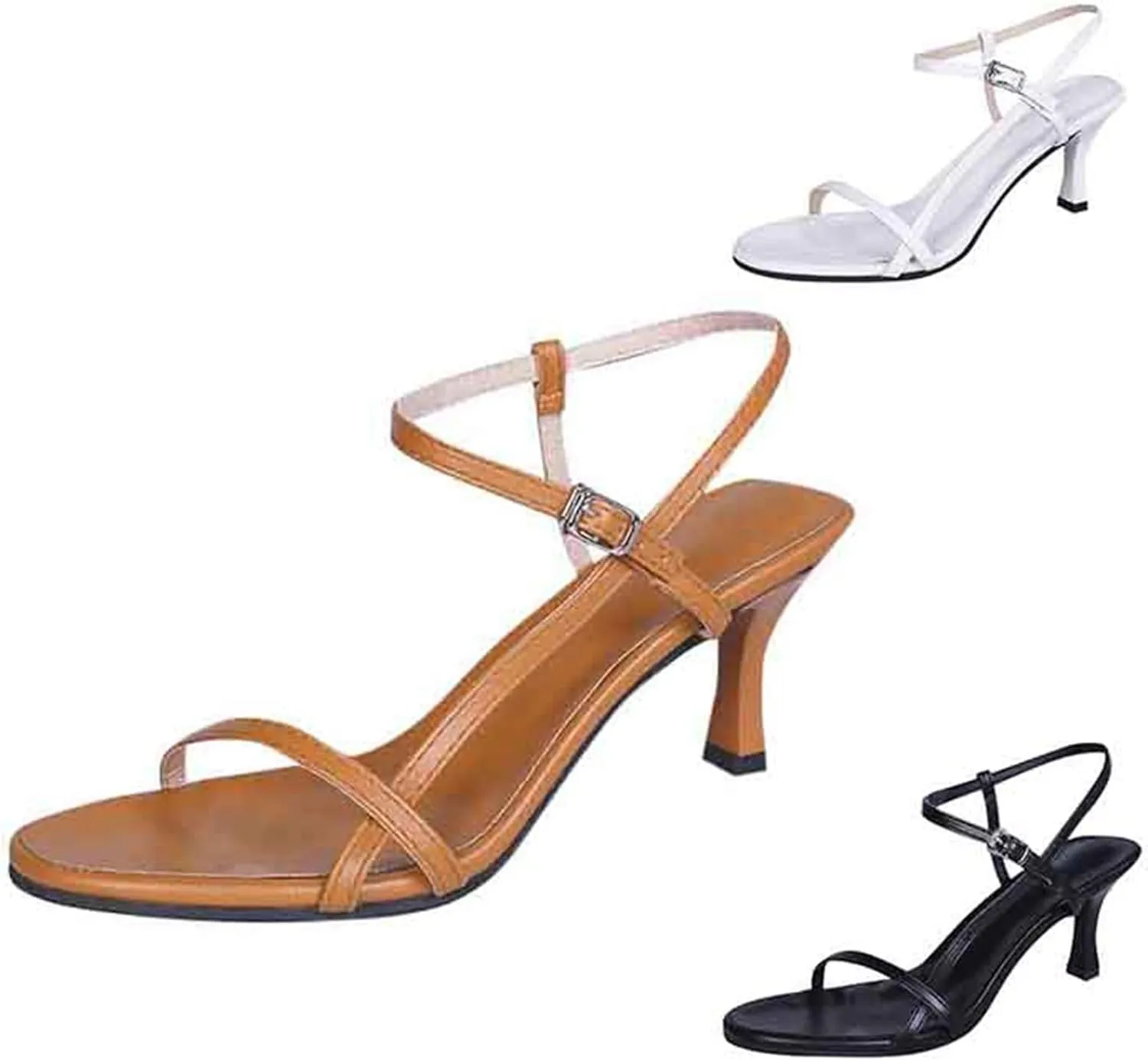Womens Sandals Low Strappy Lace up Heels Open Square Toe Thong Ankle Strap Heels Sexy Fashion Comfort Dress Shoes