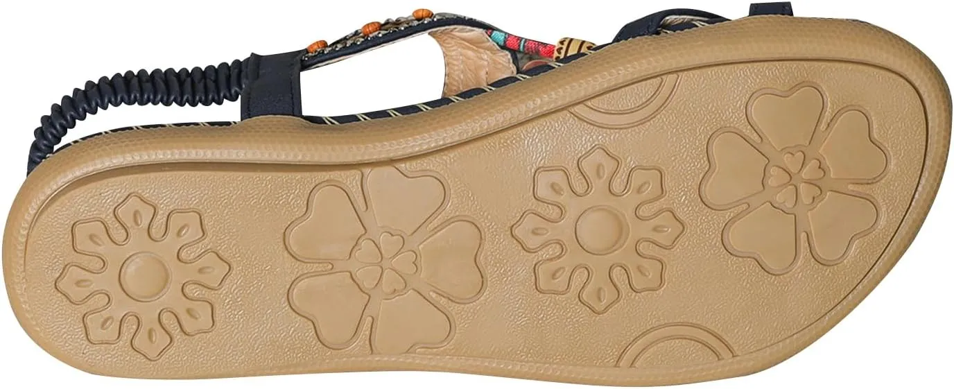 Womens Sandals Summer Beach Comfort Walking Shoes Bohemian Flip Flops Flat Sandals for Women