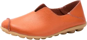 Women's Slip-On Loafers Lug Sole Non Slip Shoes Soft Lightweight Walking Driving Shoes Versatile Leather Shoes