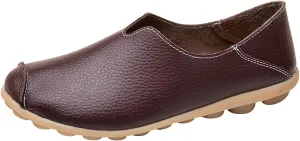 Women's Slip-On Loafers Lug Sole Non Slip Shoes Soft Lightweight Walking Driving Shoes Versatile Leather Shoes