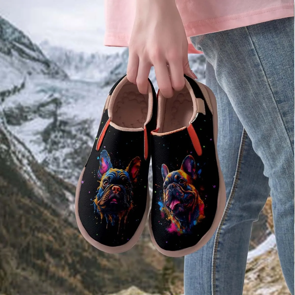 Women's Slip Ons Sneakers Lightweight Walking Casual Loafers Animal Splatter Art Painted Travel Holiday Shoes