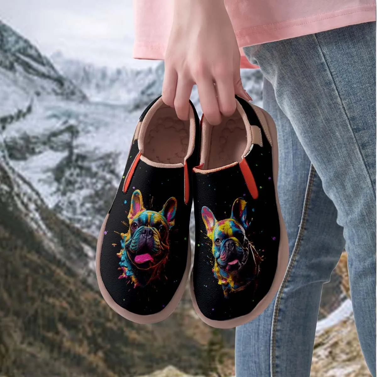 Women's Slip Ons Sneakers Lightweight Walking Casual Loafers Animal Splatter Art Painted Travel Holiday Shoes