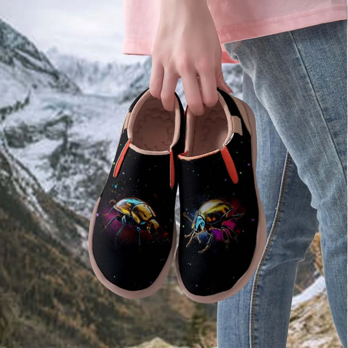Women's Slip Ons Sneakers Lightweight Walking Casual Loafers Animal Splatter Art Painted Travel Holiday Shoes