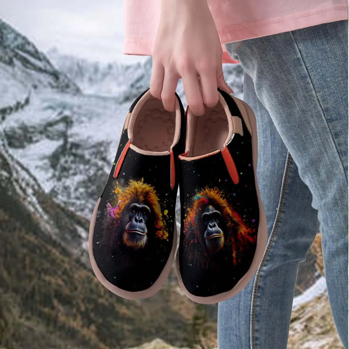 Women's Slip Ons Sneakers Lightweight Walking Casual Loafers Animal Splatter Art Painted Travel Holiday Shoes