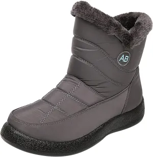 Womens Snow Boots Black Waterproof Unisex Fur Lined Slip On Boots Women's Slip On Winter Snow Boots Warm Women Snow Shoes Steel Toe Shoes for Men Mens Winter Booties