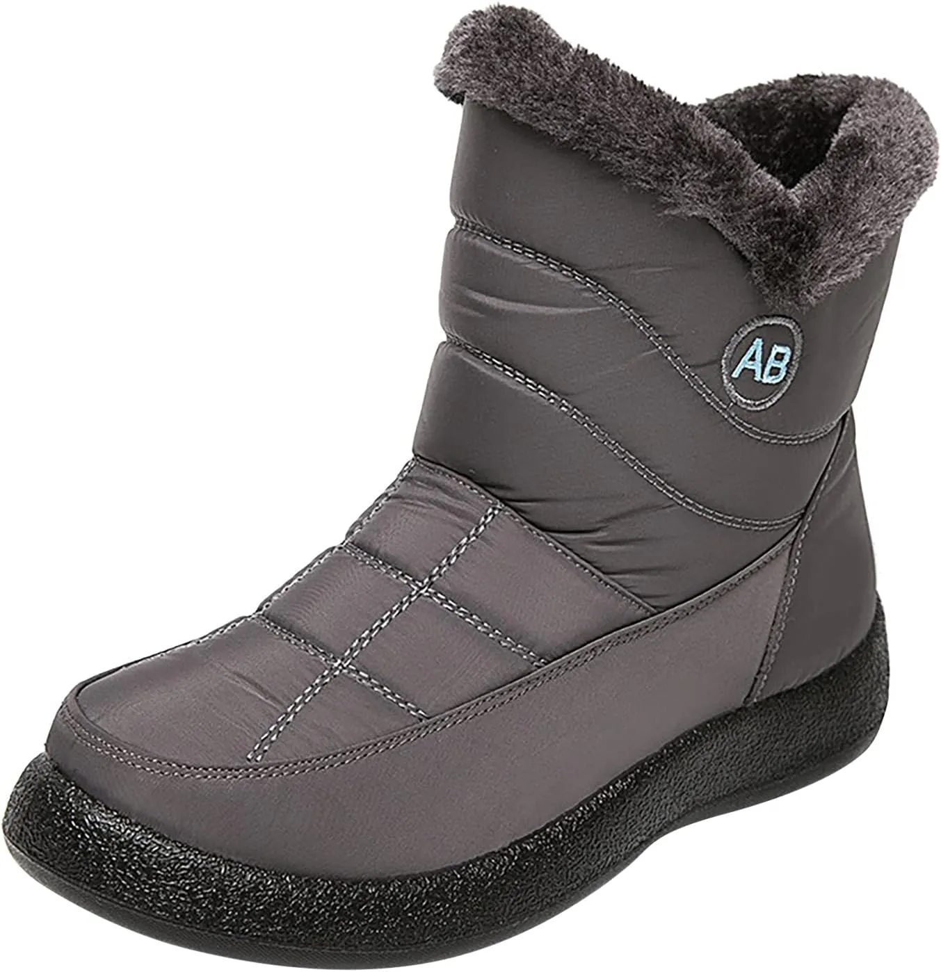 Womens Snow Boots Black Waterproof Unisex Fur Lined Slip On Boots Women's Slip On Winter Snow Boots Warm Women Snow Shoes Steel Toe Shoes for Men Mens Winter Booties