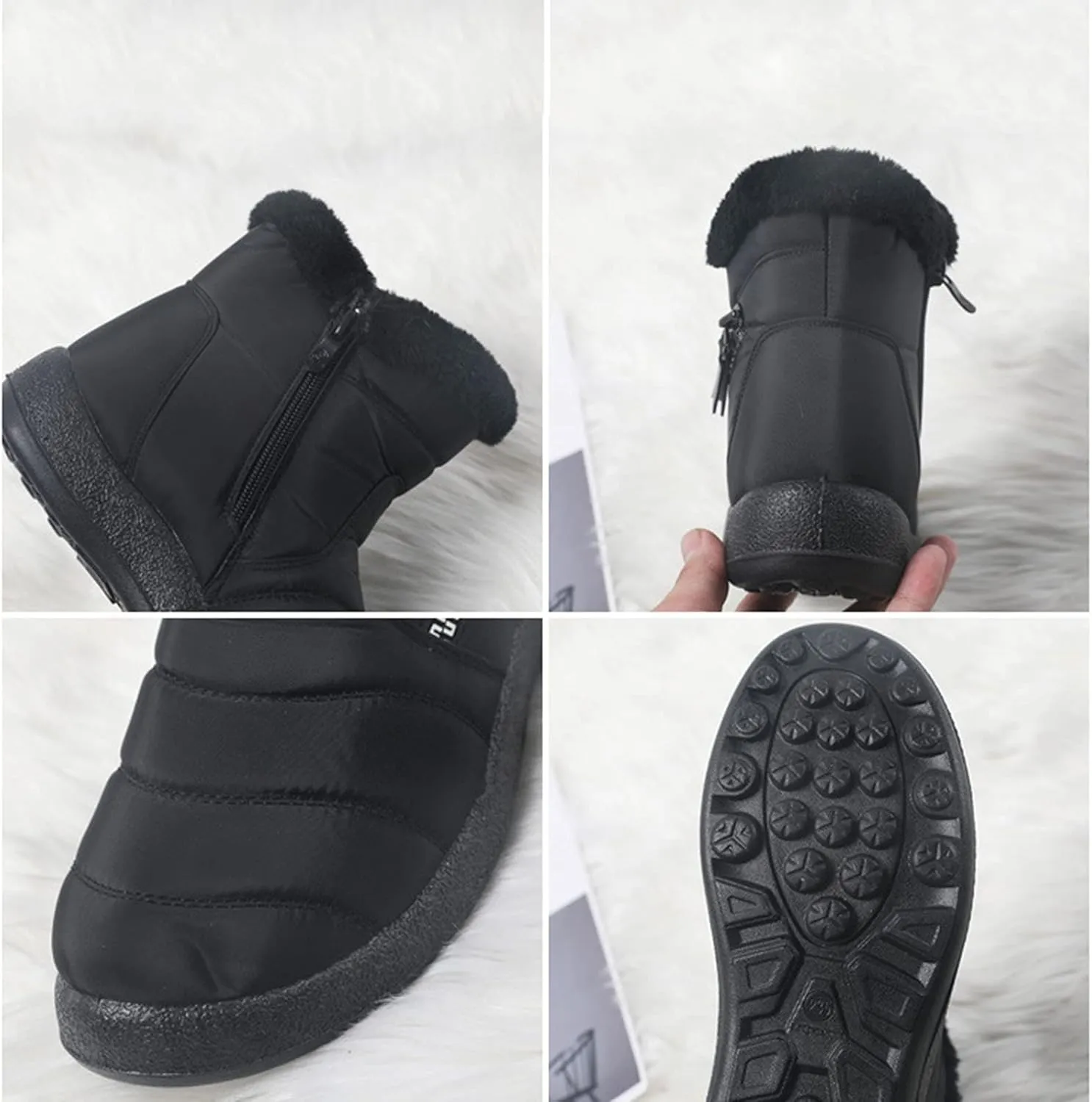 Womens Snow Boots Slip On Winter Boots for Ladies 2024 Womens Snow Boots Winter Fur Lined Ankle Boot Winter Boot for Elderly Women Wide Calf Boots for Women Mens Snow Booties